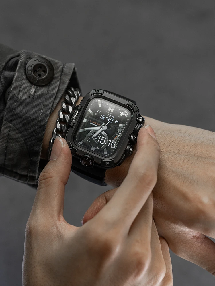 Sleek PC+Metal Apple Watch Case with Screen Protector