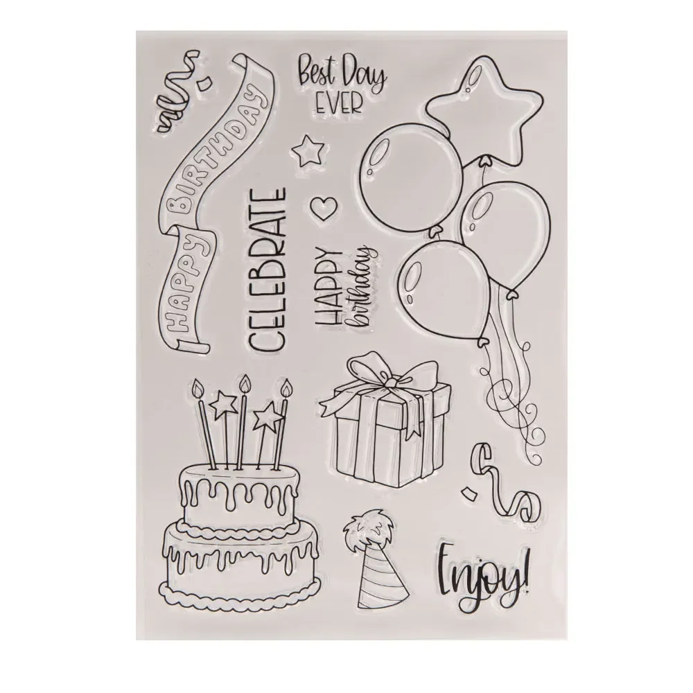 Clear Stamps Clear Rubber Stamps Birthday Cake Clear Stamps for DIY Crafts