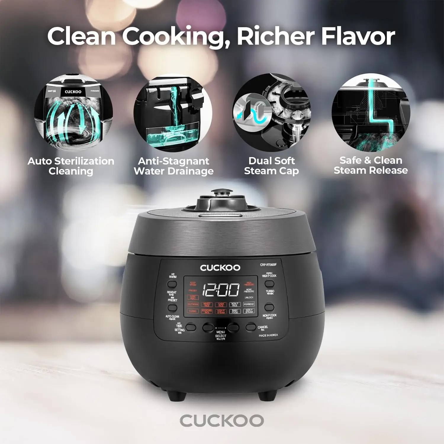 6-Cup (Uncooked) / 12-Cup (Cooked) Twin Pressure Rice Cooker & Warmer with Nonstick Inner Pot, 14 Menu Options 6