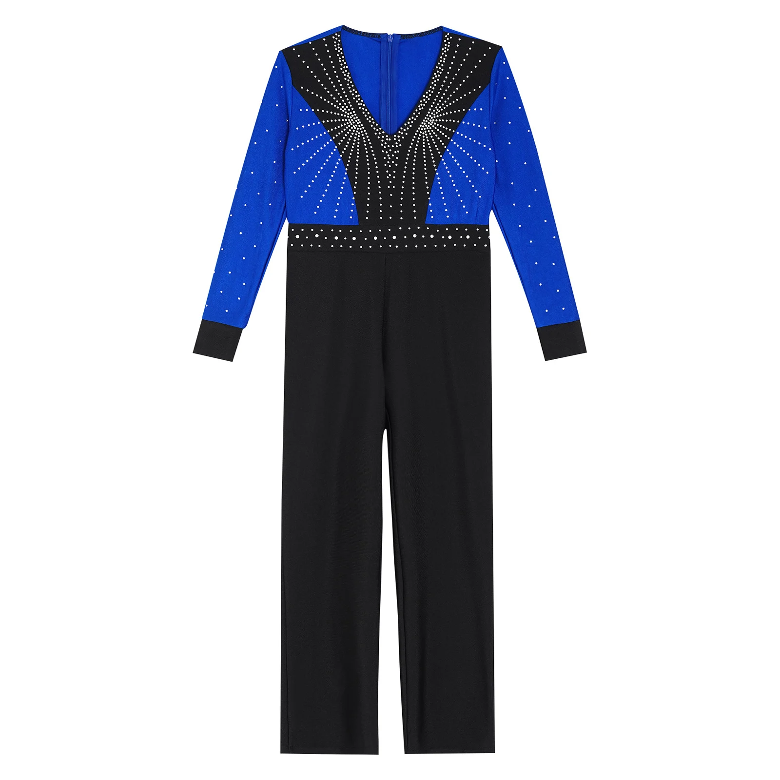 Kids Boys Latin Dance Suit Competition Long Sleeve Jumpsuit Figure Skating Ballroom Performance Costume Rhinestone Full Leotard dance bodysuit