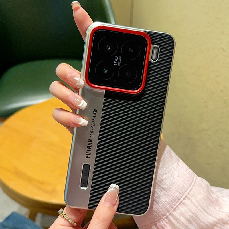 For Xiaomi 15 MI15 Case Luxury Leather Creative Camera Model Back Cover For MI 15 Thin Camera Ring Shockproof Shell Funda 5