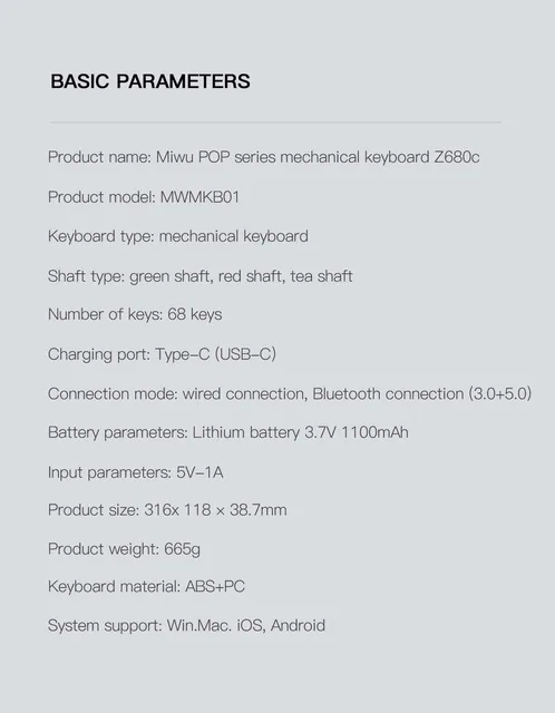 MIIIW POP Series Z680c - Interrupteur Gateron Bleu