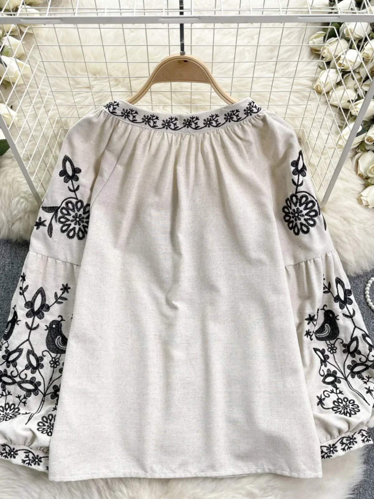 Damen Pullover Pullover Ethno Bluse Oberteil Mit SchnÃ¼rung Am