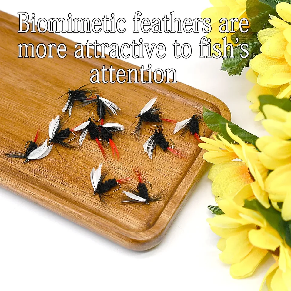Mnft 10pcs Black Body White Wings Trout Fishing May Fly Dry Fly Buggs Fishing Fl