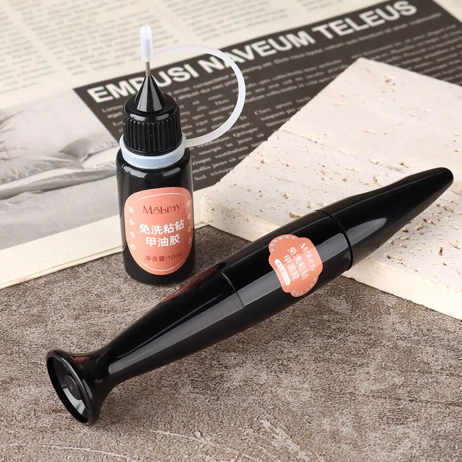 No Wipe Nail Glue Rhinestones Adhesive Gel Top Coat Gel Polish for Nail Art Jewelry Decorations Soak Off UV LED Varnish 10ml
