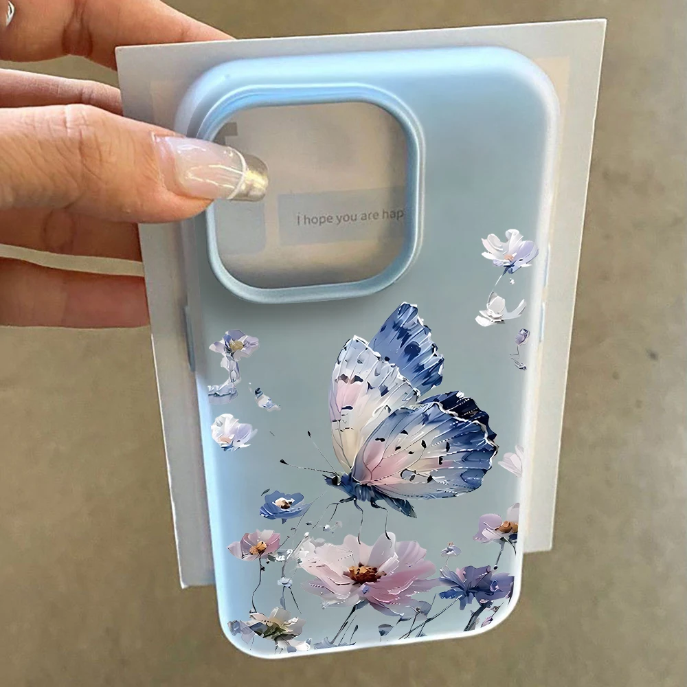 Gentle Pastel Flower Butterfly Shockproof Phone Case