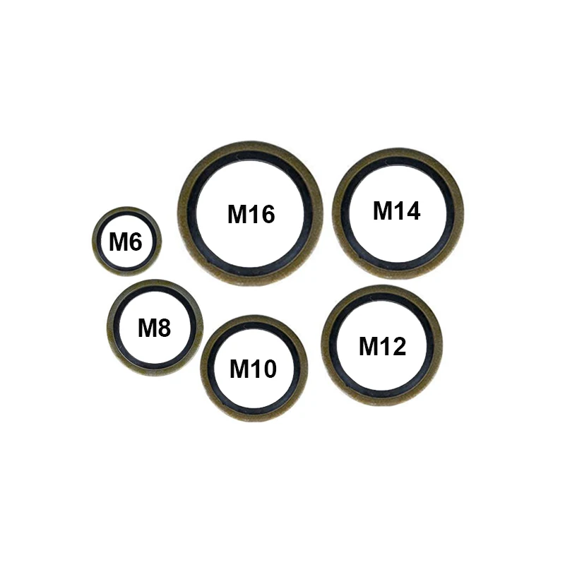 M6-M16 Sump Plug Gasket Car Oil Drain Screw Combined Sealing Washer Bonded Seal Gasket Oil Resistant O Ring Combination oil drain plug gasket oil drain plug seal washer o ring gasket sealing washers copper gasket combination