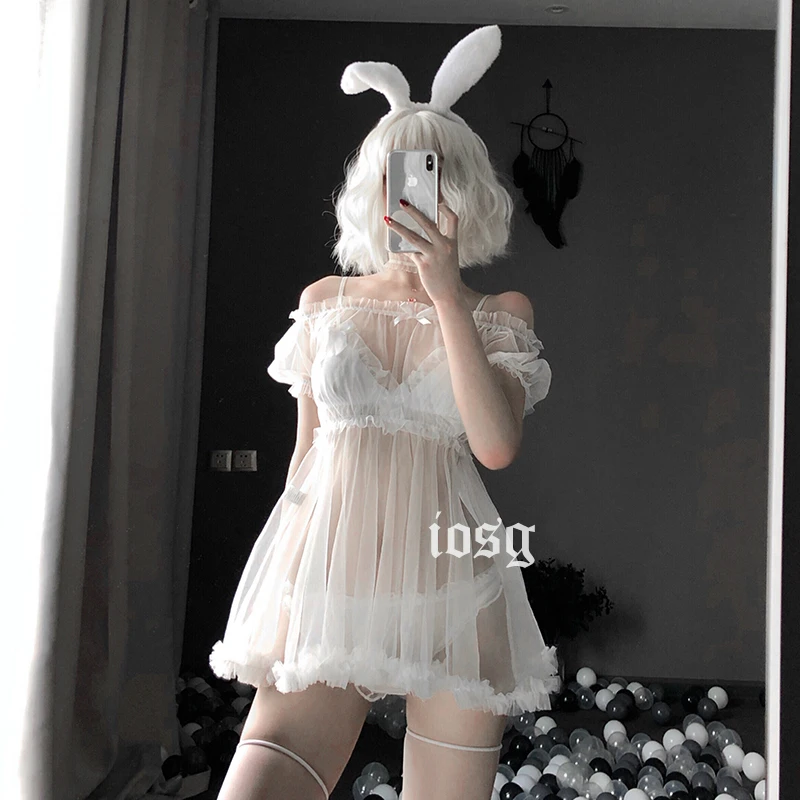 Sexy Lingerie White Night Dress Perspective Out Lace Sleepwear Female Temptation Women's Nightgown Nightwear Sleeping Dress women nightgowns women nightdresses sleeping dress