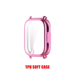 TPU Full Cover Screen Protector with Tempered Glass and Anti-scratch Bumper for ForRedmiWatch5Active (Pink TPU)