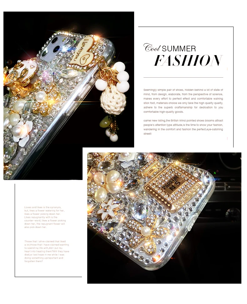 Luxury Pearl Pendant Rhinestone Phone Covers For Samsung Galaxy S24 S23 S22 S21 S20 Ultra Plus Note10 Bling Diamonds Flower Case phone case