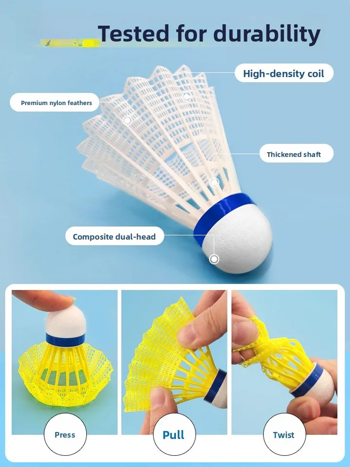 Lot de 3 volants de badminton Sports en nylon dans un tube