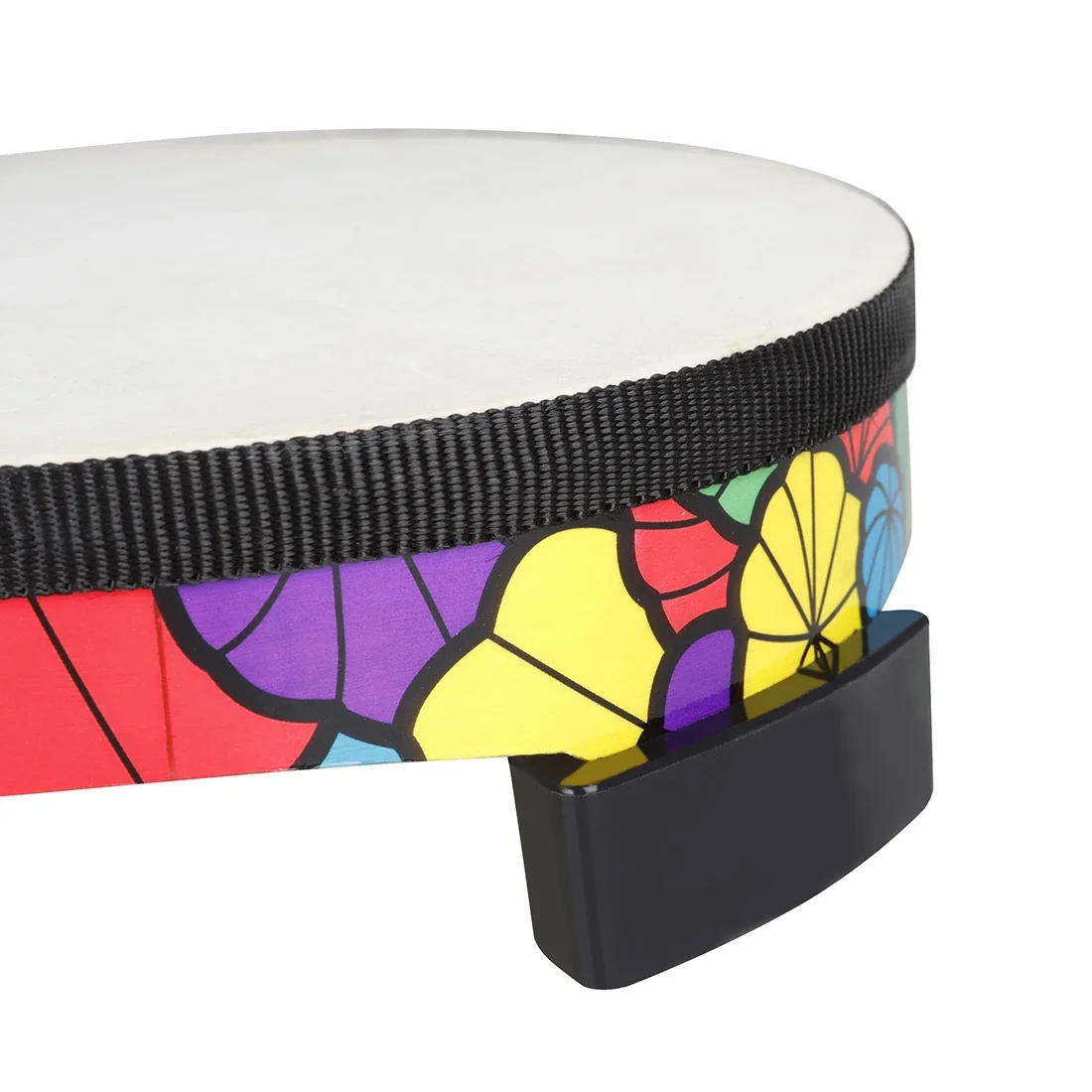 Orff Tambourine Ground Drum Sheepskin Applique Tambourine Hand-held Percussion Instrument Drum Kids Musical Gift Children Toys