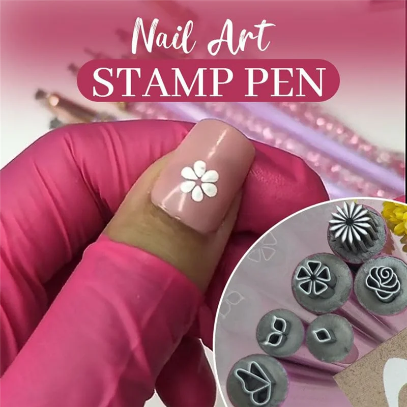 15Pcs 네일 아트 스탬프 펜 세트, 꽃 네일 스탬프 펜, 네일 아트 스탬퍼 키트, 다른 패턴의 네일 아트 도구