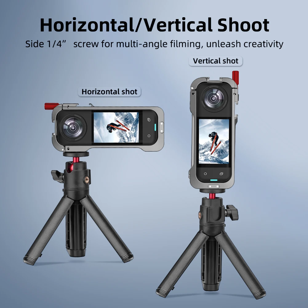 Cornice per Action Camera con Protezione Lente, Staffa di Espansione a Sgancio Rapido, Attacco Cold Shoe e Custodia per Action Camera X5 - immagine 4