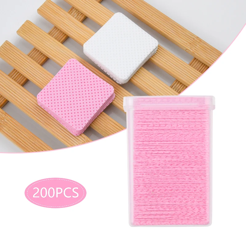 200pcs Wipes Paper Cotton Eyelash Glue Remover Lint Free Nail Wipes Cosmetics Makeup Tools