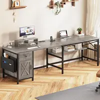 SEDETA 63" L Shaped Desk Convertible 86.6" Home Office Corner Computer Desk with Drawer Power Strip Storage Cabinet Retro Grey 2