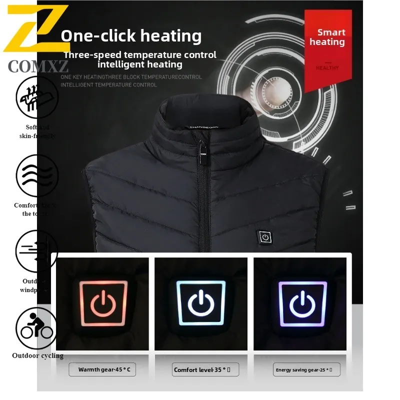 Graphene Heated Vest USB Fast Charging Warming Massage Waistcoat Waterproof windprooffor Man Women Thermal Therapy Winter Wear