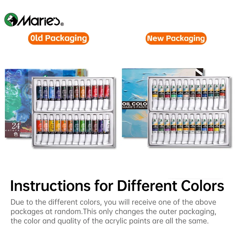 Marie's 24 Colors Artists' Oil Paint Set 12ml/0.4floz Tubes Oil-based Paint Kit For Canvas Paper Craft For Artists Students