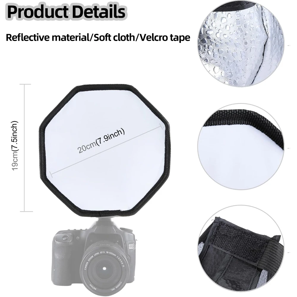 7.9인치/20cm 접이식 플래시 디퓨저 전문 미니 사진 디퓨저 소프트박스 소프트 라이트 박스 (캐논, 니콘 카메라 액세서리용)