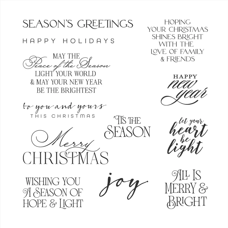 English/German/French Brightest Glow Stamp Christmas Words Sentiments Clear Stamps for Scrapbooking DIY Crafts Card Making 20A