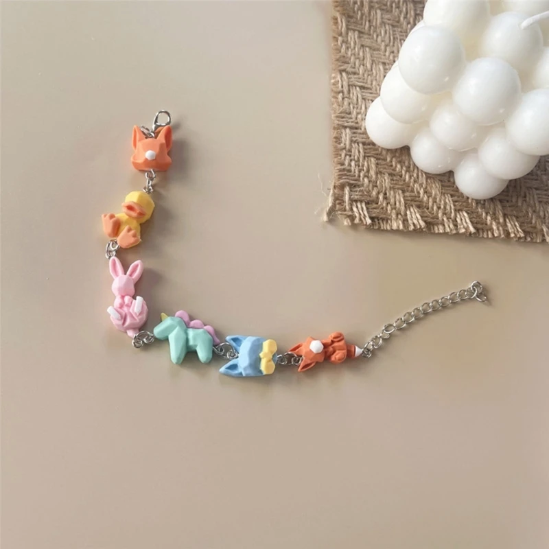 Creativity Cute Animals Bracelet Resin Pendant Candy Color Minimalist Cartoon Design Women Jewelry Girls Bracelet C1FC