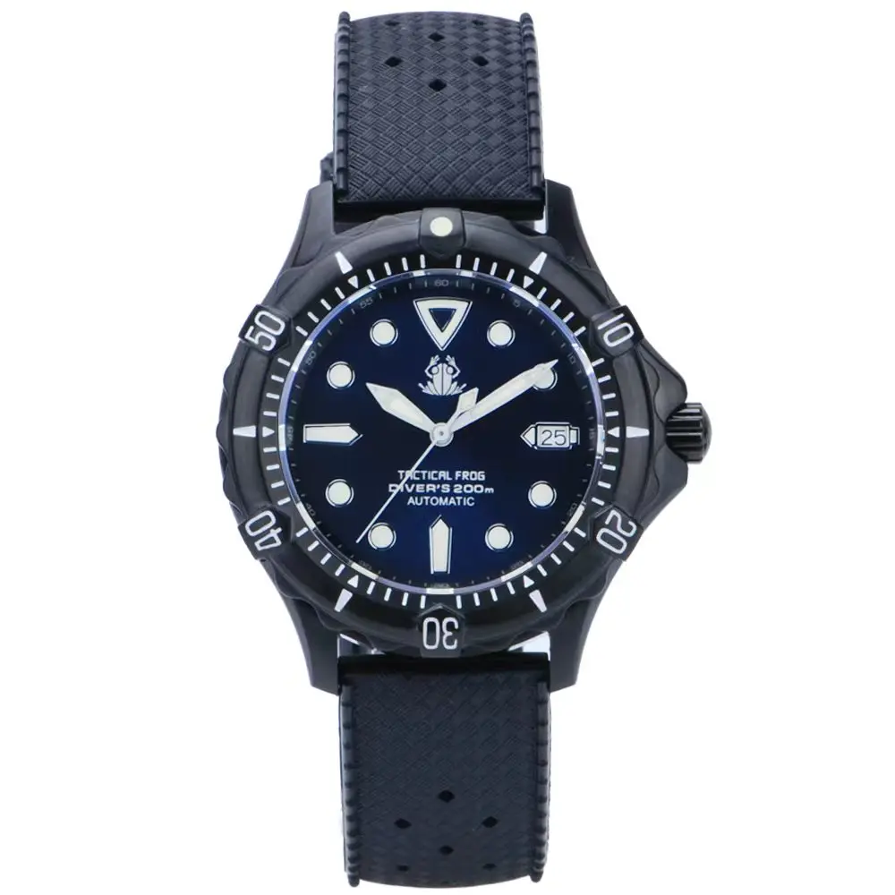 

Tactical Frog Men Diver Watch Mens Automatic Watches PVD Military Mechanical Diving 200M Waterproof C3 Luminous NH35 Sapphire