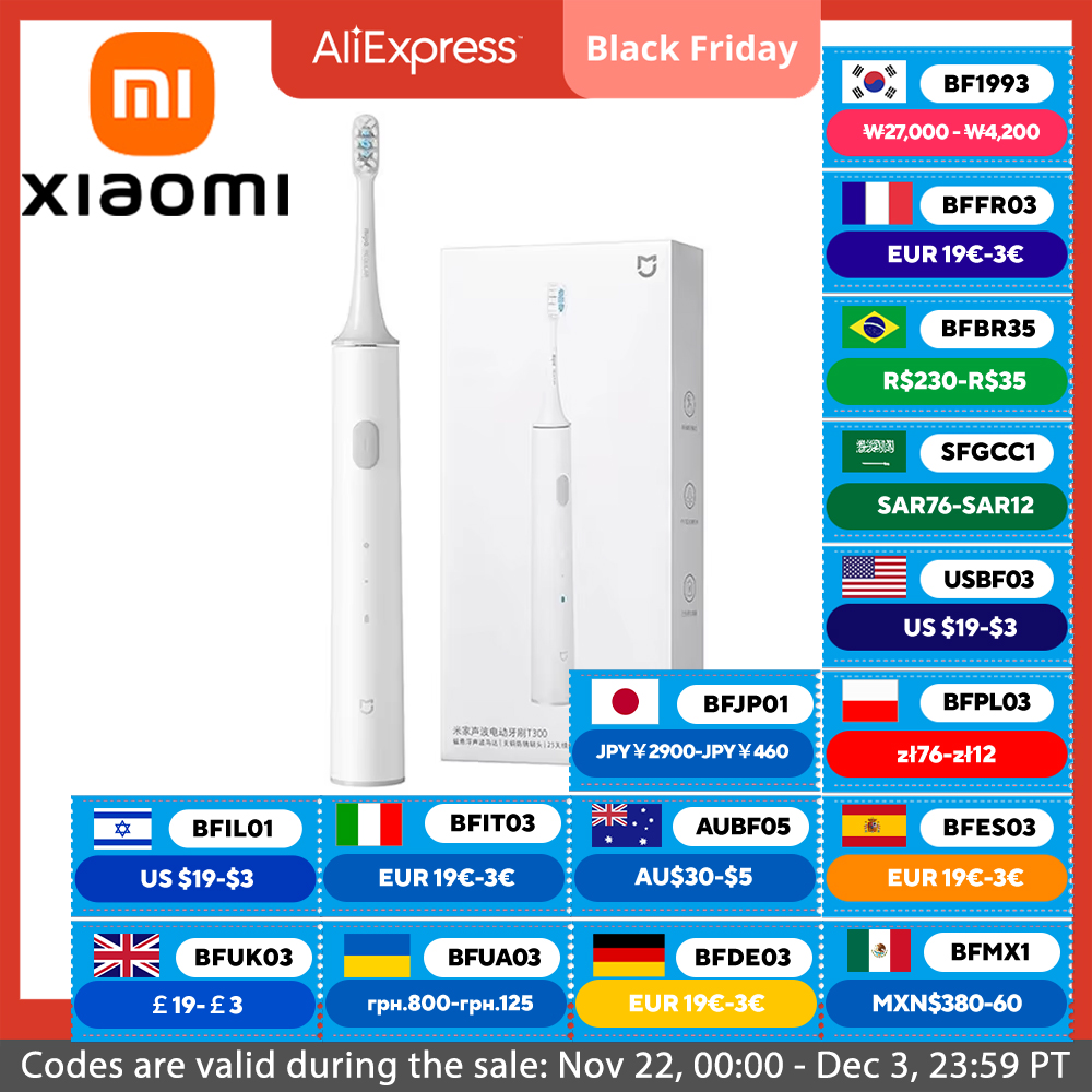 XIAOMI MIJIA T300 Electric Toothbrush  IPX7 Waterproof Smart Sonic Brush Ultrasonic Whitening Teeth Tooth Brush For Toothbrushes