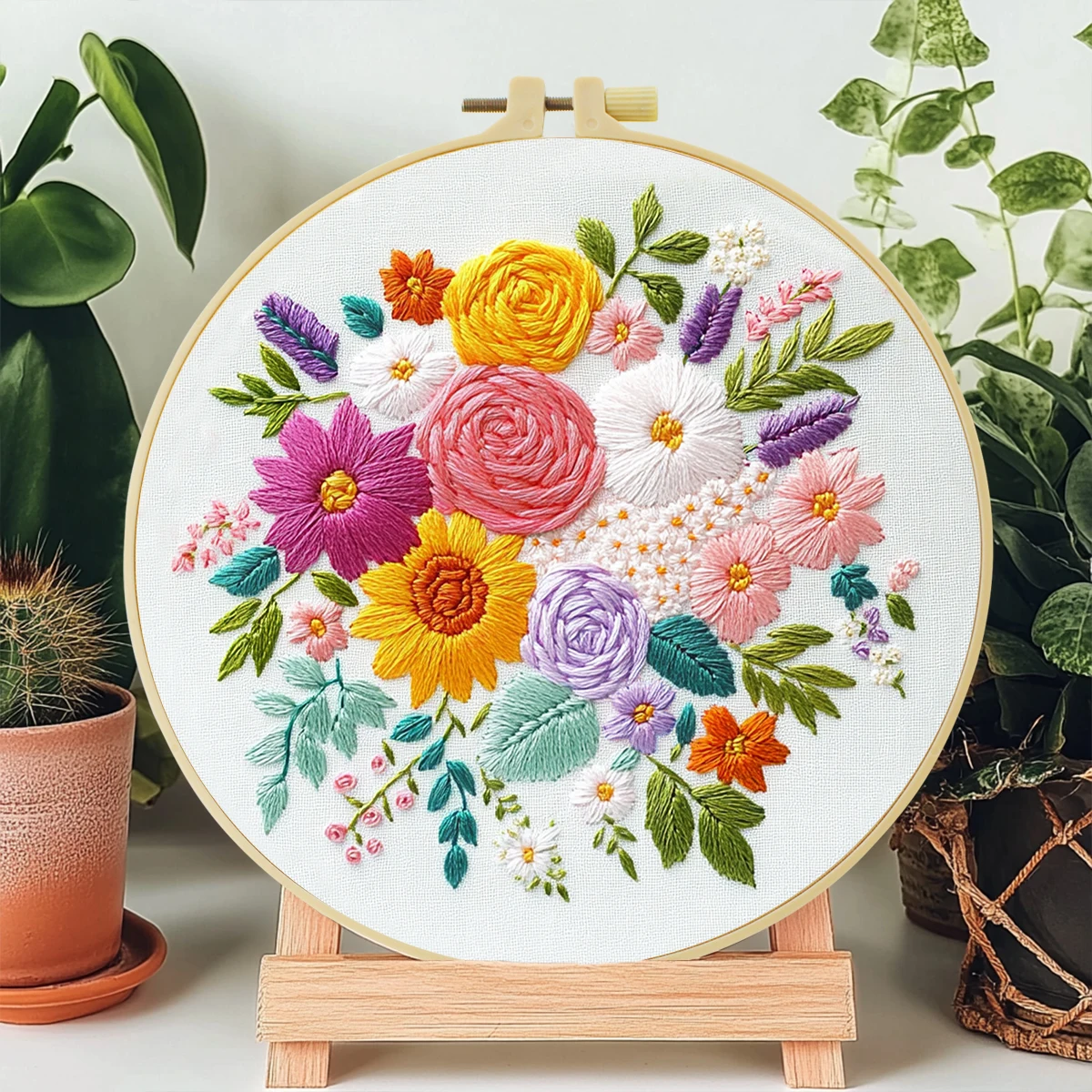 Starter-Set mit Blumenstickerei, DIY-Kreuzstich-Set für Anfänger, bedruckt, Nähen, Kunst, Handwerk, Malerei, Heimdekoration, Nadelkunst