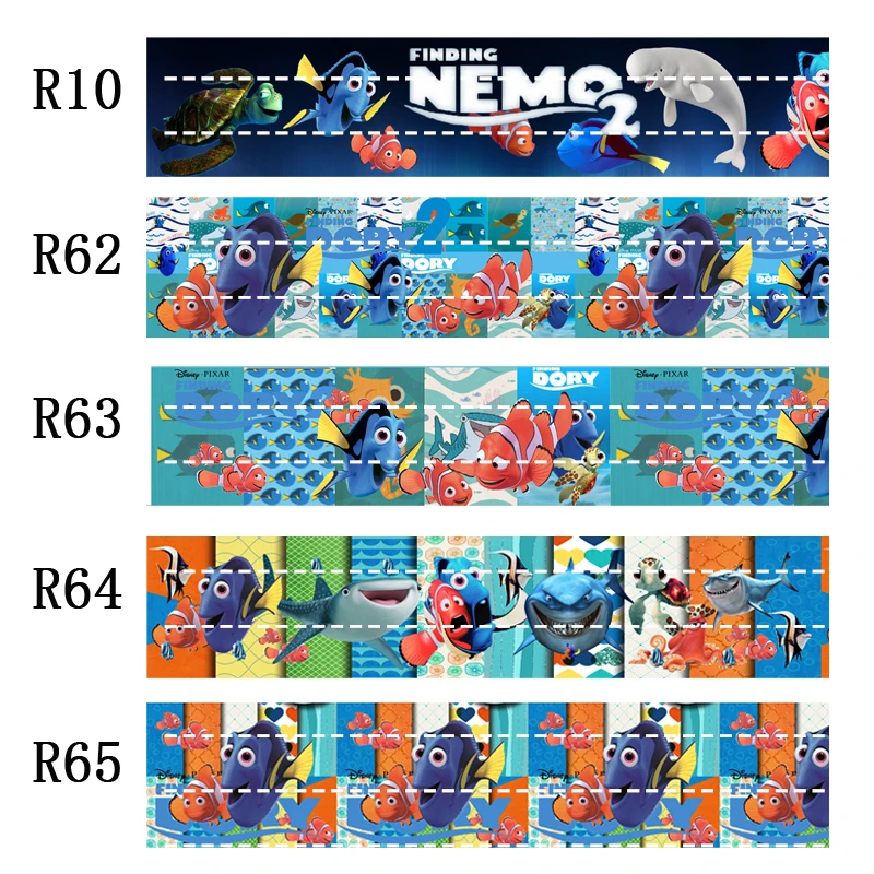 

50 ярдов, мультяшный персонаж, 7/8 дюймов, 1 дюйм, 1,5 дюйма, 2 дюйма, 3 дюйма, лента с принтом nemo, корсажная лента R65