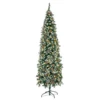 6.5 Ft Pre-Decorated Pencil Christmas Tree Pre-Lit Holiday Tree with 699 PVC Flocked Frosted Tips 350 LED Warm White Lights 1