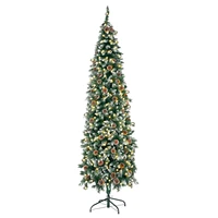 6.5 Ft Pre-Decorated Pencil Christmas Tree Pre-Lit Holiday Tree with 699 PVC Flocked Frosted Tips 350 LED Warm White Lights 1