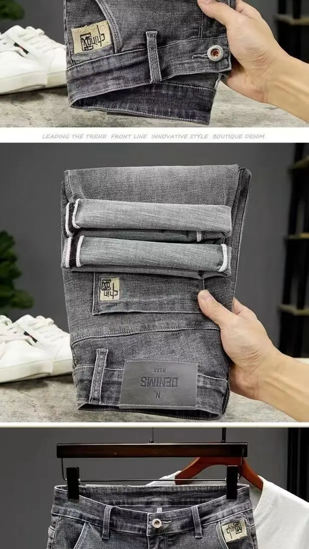 Summer Thin 2025 Denim Short Pants Men's Ruffian Handsome Straight Korean Trendy Brand Embroidered High-end Work Denim Shorts
