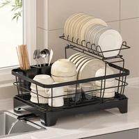Égouttoir à vaisselle de cuisine japonais Compact, égouttoir à vaisselle en acier avec porte-ustensiles à plaque amovible et porte-baguettes à double couche 1