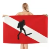 Scuba Diver Flag Beach Towel Quick Drying Dive Diving Super Soft Microfiber Bath Sauna Towels 2