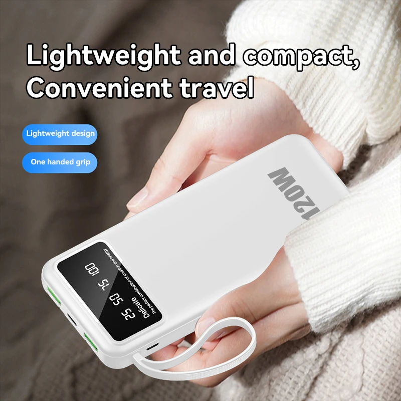 Power Bank 120W Fast Charging 200000mAh Charger Digital Display External Battery Pack for iphone Android Samsung