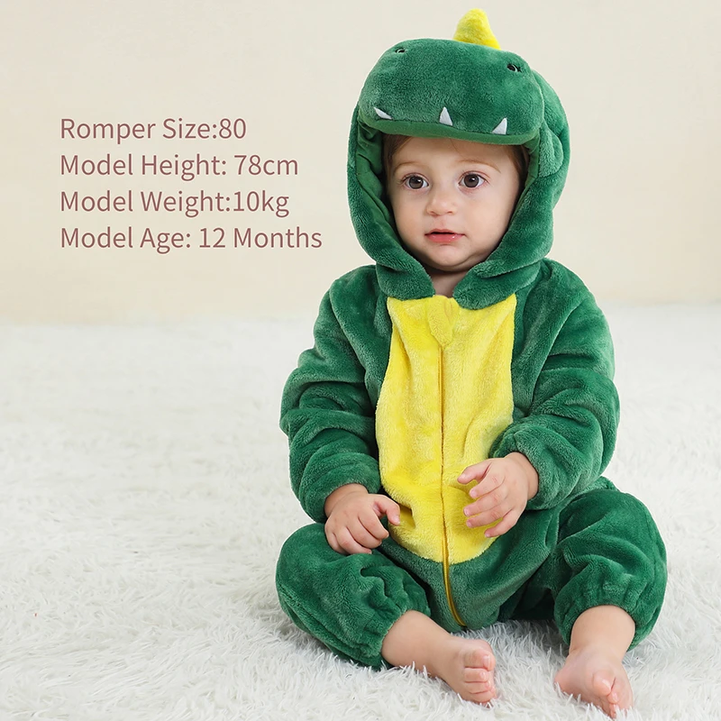 Baby Flannel Animal Hooded Romper 5