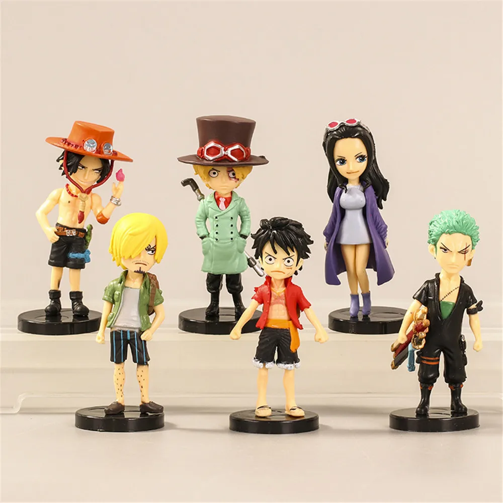 6 Pz/Set Anime One Piece Monkey D Rufy Portgaz D Ace Sabo Zoro Sanji Nico Robin Pvc Action Figure Statue Model Toys Doll Gifts