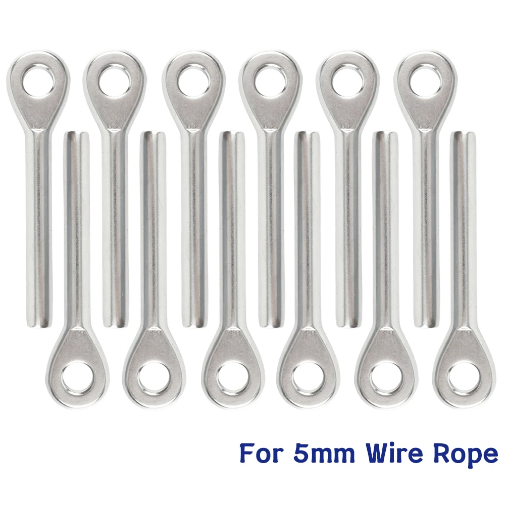 Swage Eye Terminal T316 Fio de Encaixe de Corda para 16 Railrailcabo Trilhos Assemblie Tensor Marinho Ferragem Aço Inoxidável 12 Peças mm