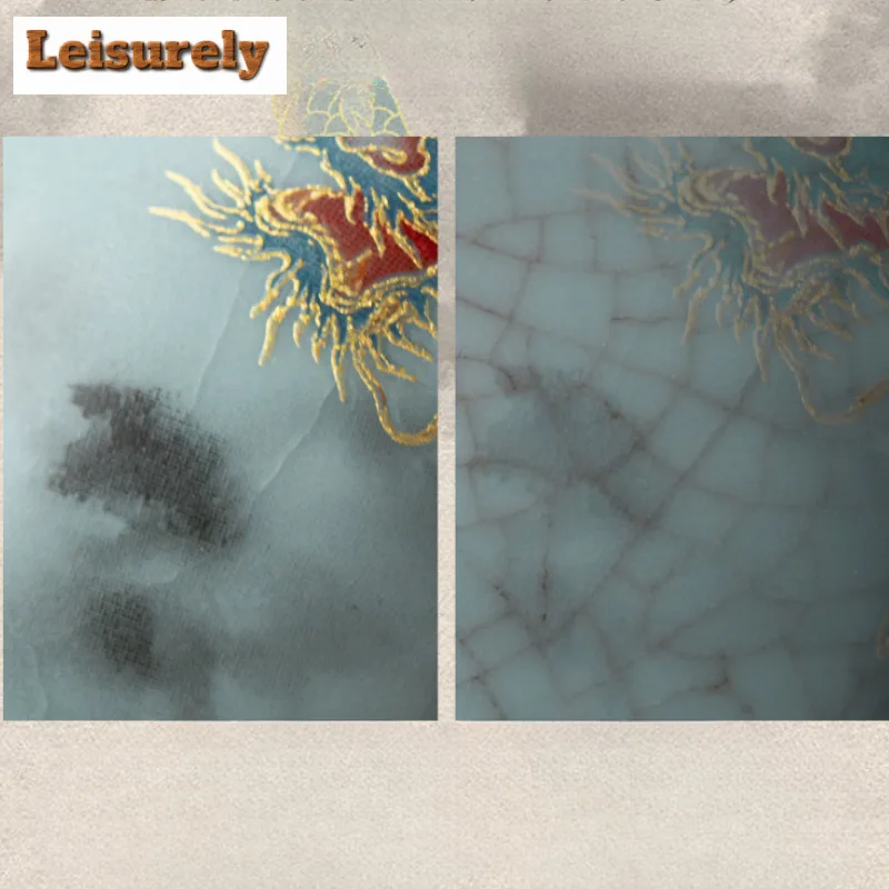 900ml Ru Kiln Auspicious Dragon Jianshui Tea Wash Bowl Tea Residue Bucket Household Chaxi Drinkware Accessories Decoration Craft