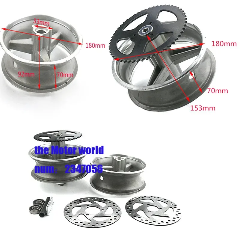 MINI bike Aluminum Wheel 110/50-6.5 and 90/65-6.5 front rear Hub for pocket 47cc 49cc