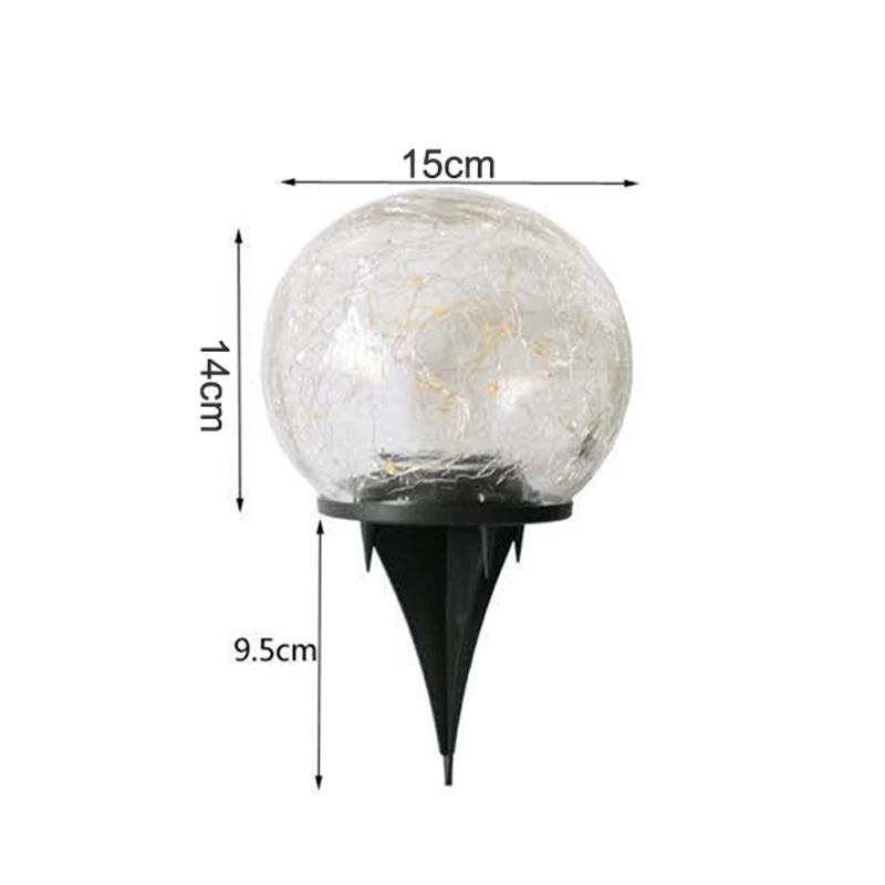 Cracked Glass Ball Led Solar Light For Garden Deco Outdoor Solar Courtyard Light Buried Light automatical Sensor Street Lights brightest outdoor solar lights Solar Lamps