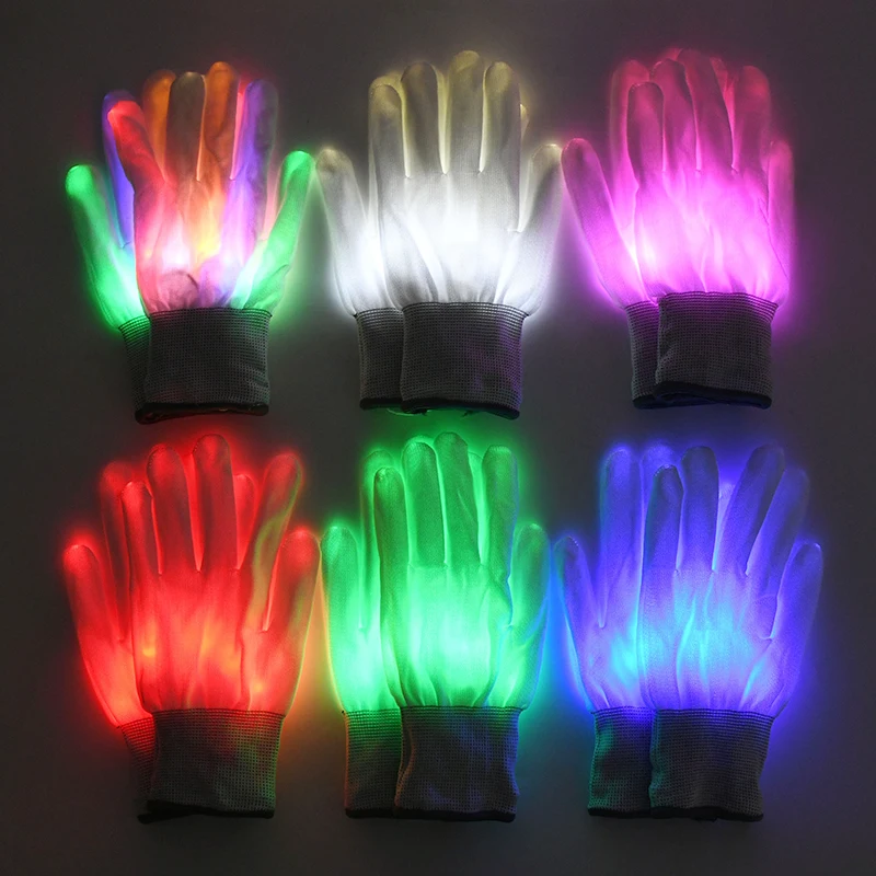 Gants lumineux LED pour Halloween, 1 paire, décoration de noël