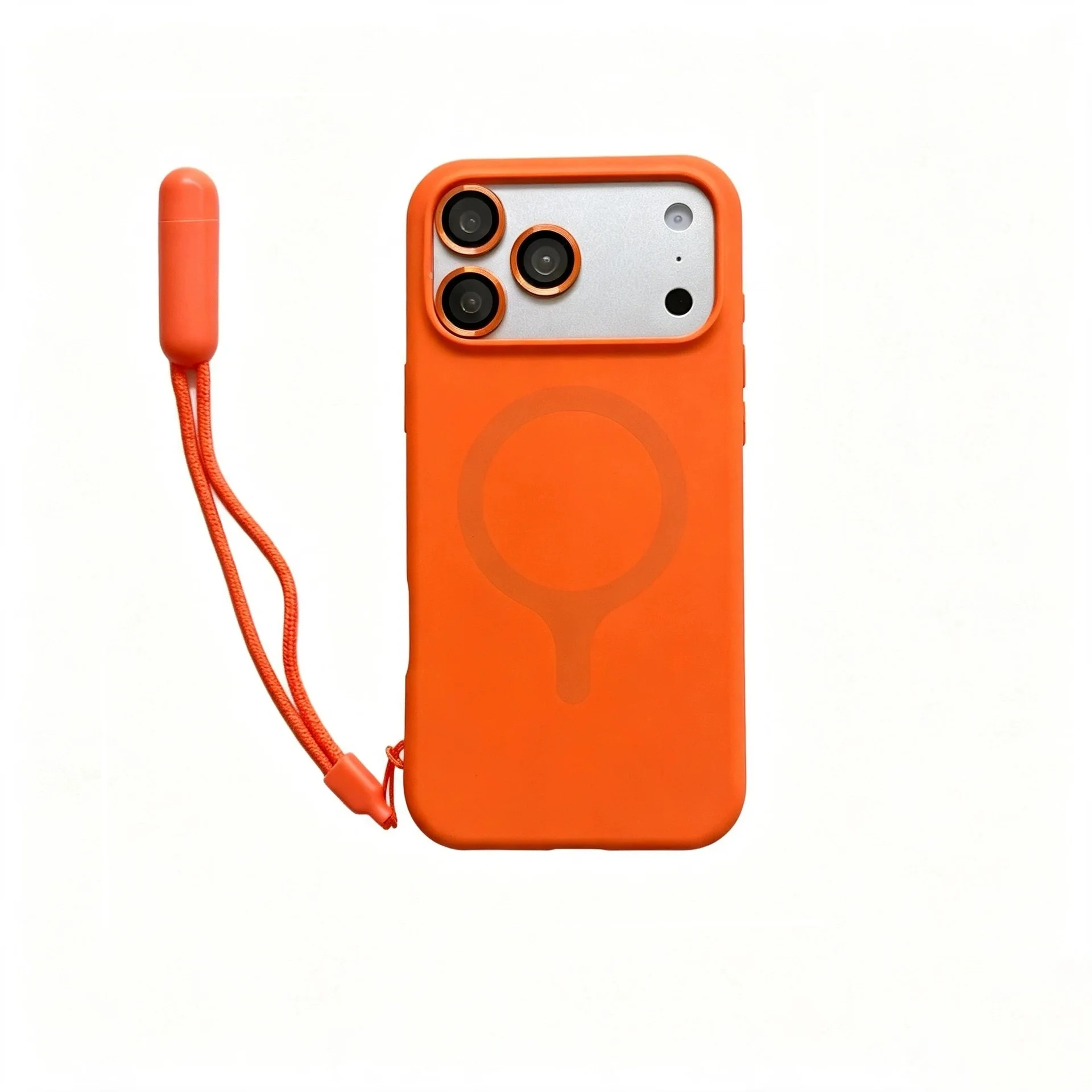 Contrast Lanyard Hand Wrist Strap Silicone Phone Case with Lens Protector Cover