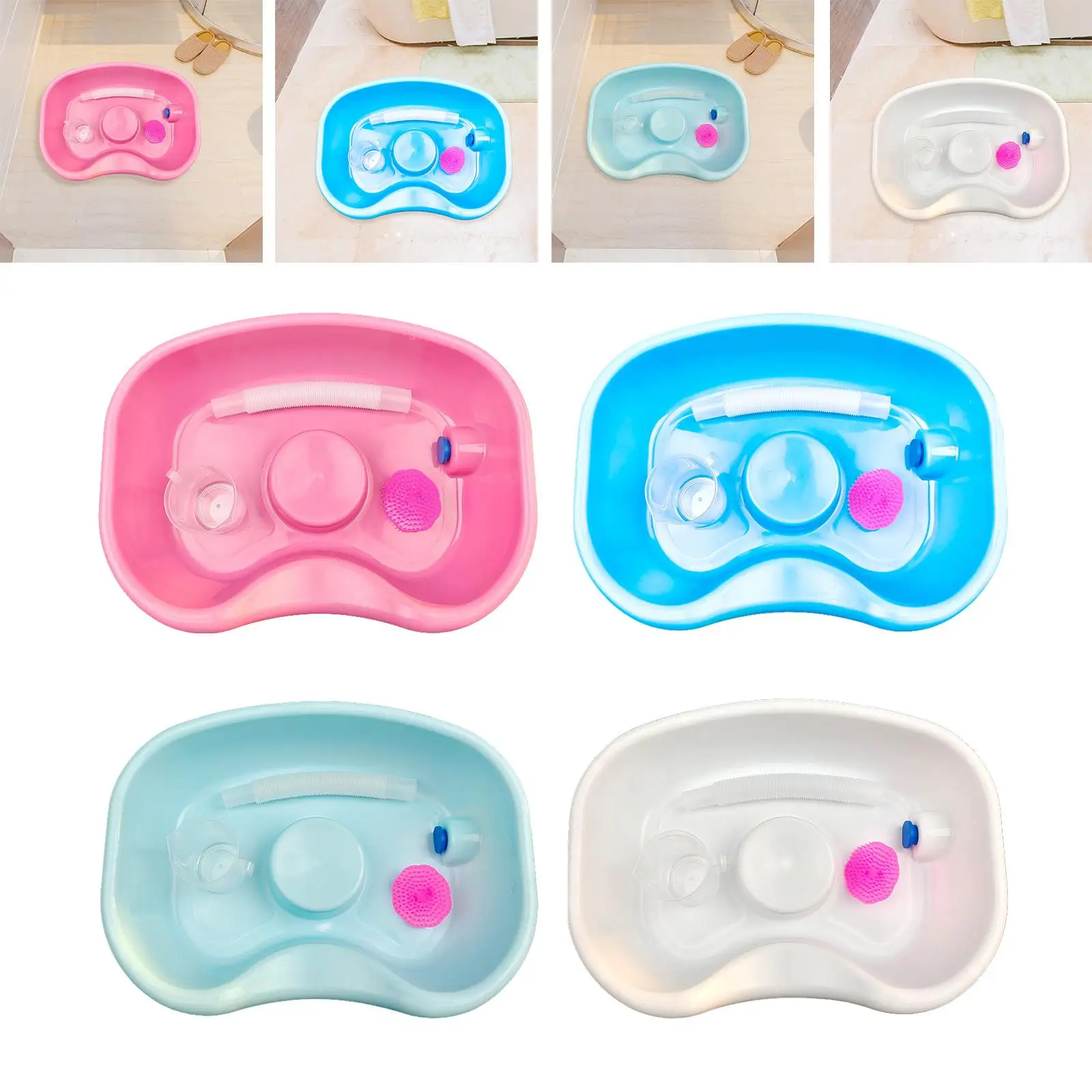 Hair Washing Tray with Pipe with Shampoo Brush Mobile Shampoo Basin Rinse Basin for Bedside Home Salon Stylist Bedridden