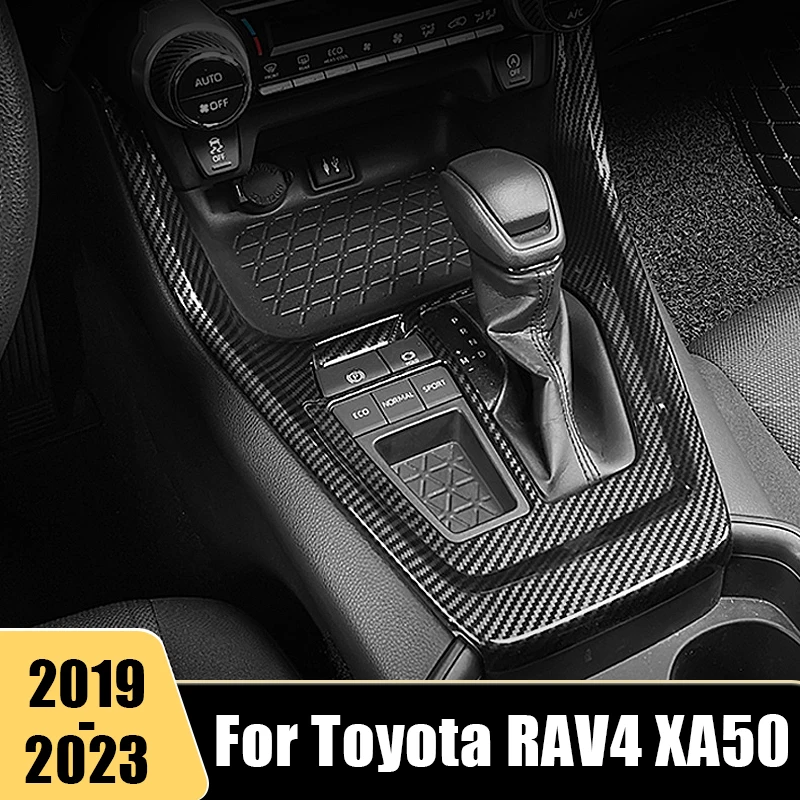 

For Toyota RAV4 XA50 2019 2020 2021 2022 2023 RAV 4 Hybrid ABS Carbon Fibre Car Gear Shift Panel Cover Trim Accessories LHD RHD