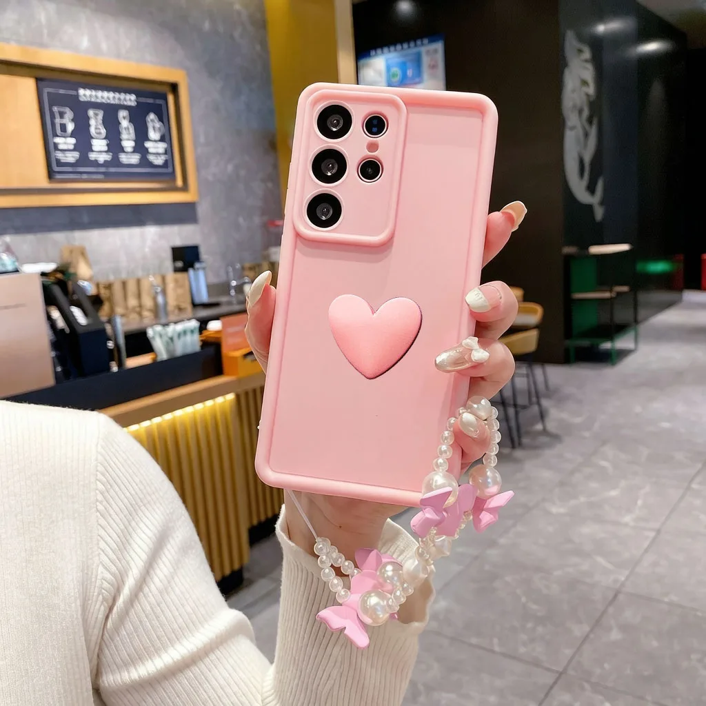 Butterfly Hand Strap Love Heart Silicone Shockproof Phone Case Cover