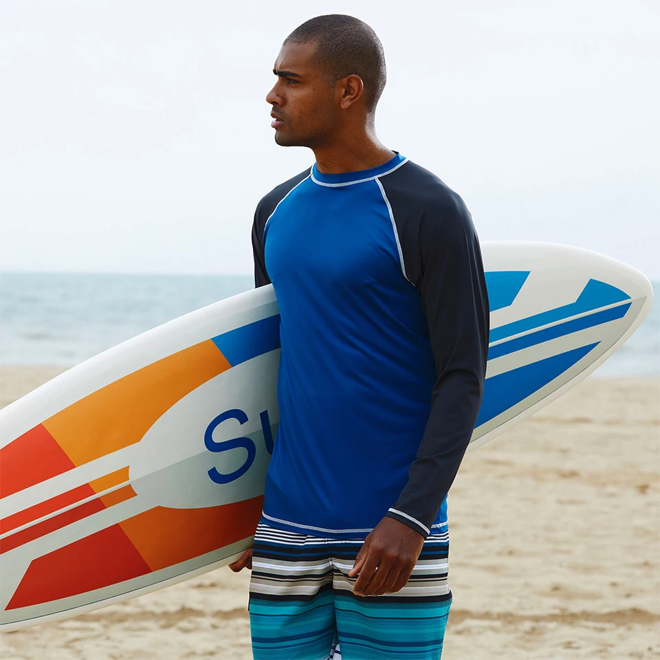 Men's Long Sleeve Rash Guard Shirt UPF 50+ - Sun Protection Quick Dry For Swimming, Running, Fishing - View #3