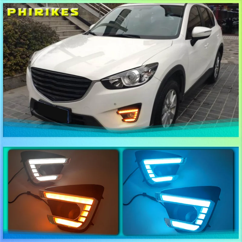 

1Pair DRL For Mazda cx-5 cx5 2012 2013 2014 2015 2016 led daytime running light turn signal yellow 12V fog lamp