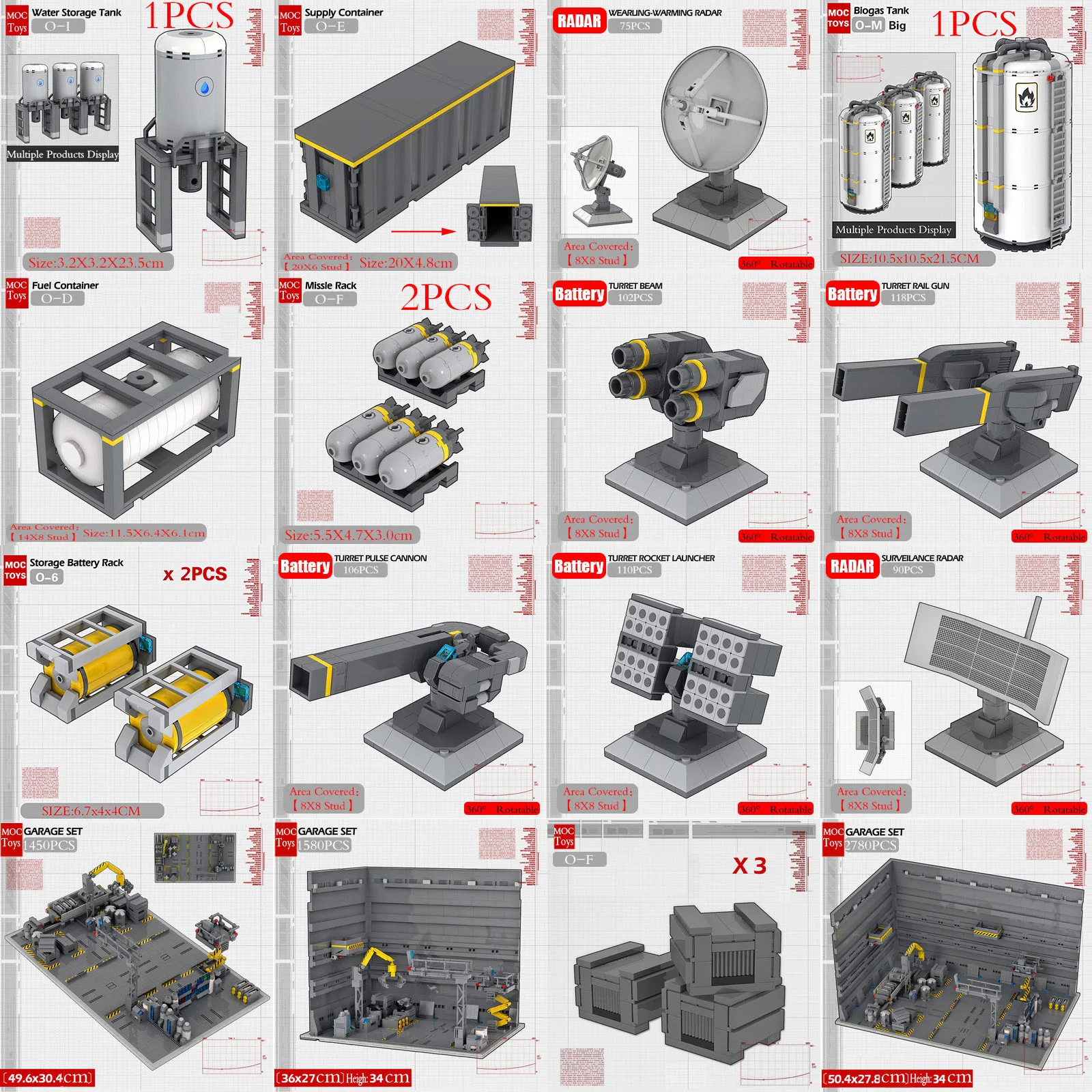 

Military Weapons Missile Model Building Blocks Supply Container Industrial Production Base Fuel Extractor Storage Bricks Toys