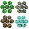 "Sharp Edge Zinc Alloy DnD Dice Set - 7 Piece Metal Hollow Blue Polyhedral Dice for RPG and Tabletop Games" 6